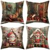 Christmas Pillowcases: Santa, Reindeer & Festive Scenes Sofa Bed Cushion Cover, New Year Home Decoration