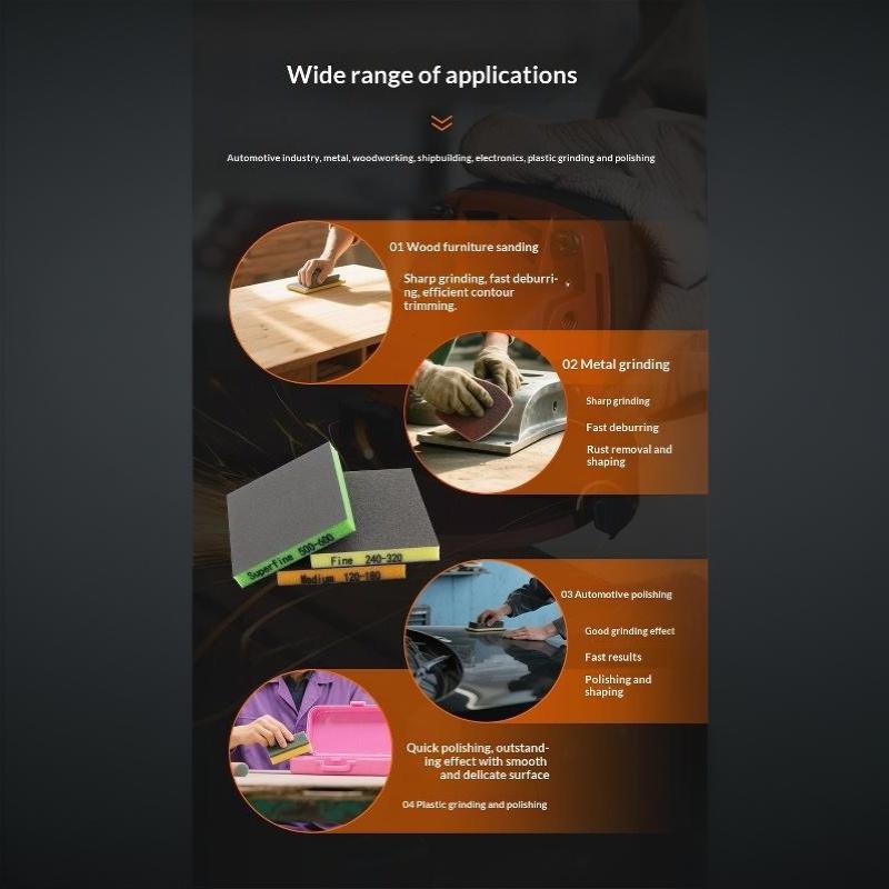 8Pcs Double Sided Sponge Sanding Pads Portable Car Furniture Polishing Assorted Grits 120 To 1500