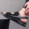 Fashion Men's Summer Sandals and Slippers Leather Sandals Adult Thick-soled Beach Shoes Non-slip Open-toe Leather Dual-purpose Sandals