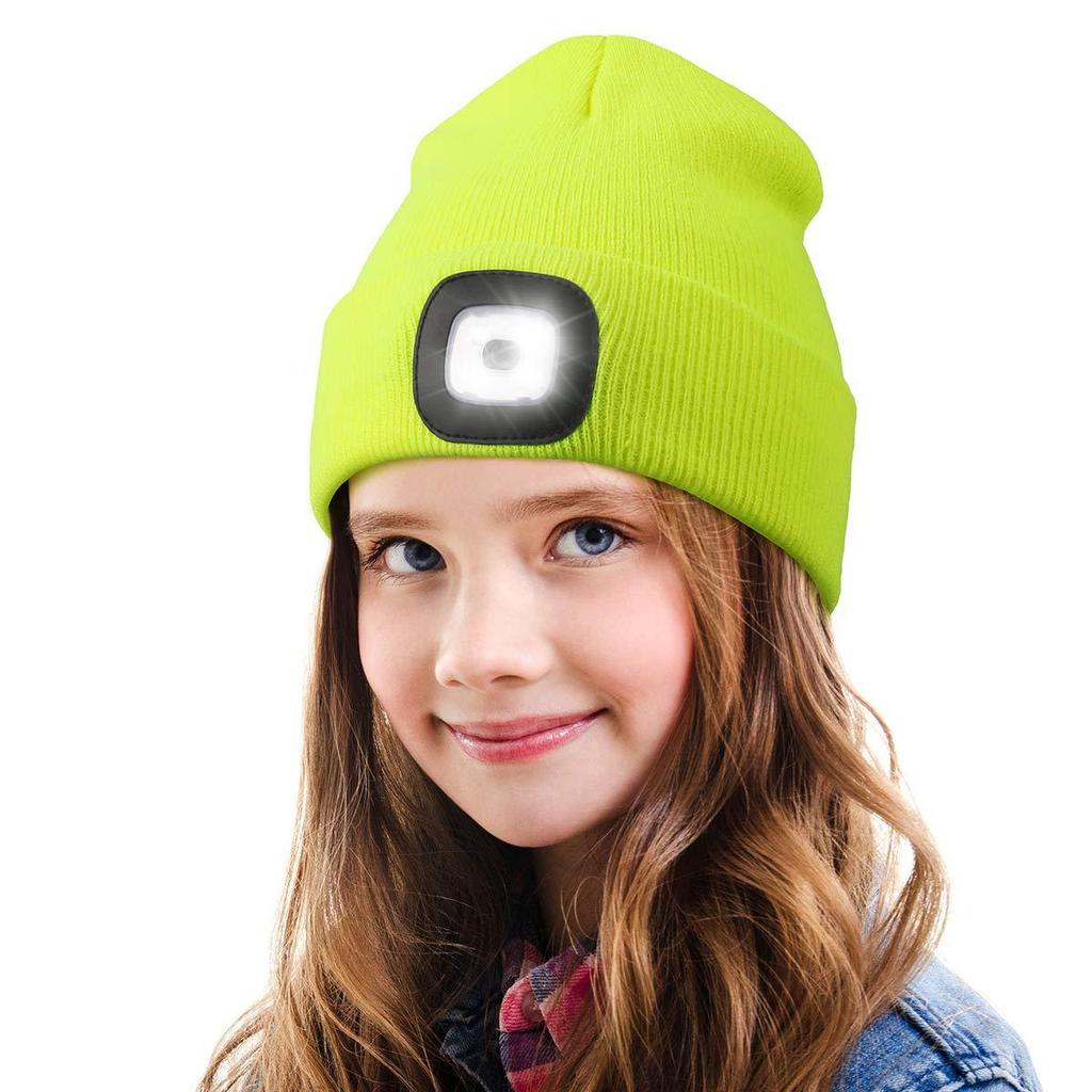 Customizable LED Light Up Knitted Winter Hat for Kids Warm Luminous Beanie With Embroidery Option Stock Available