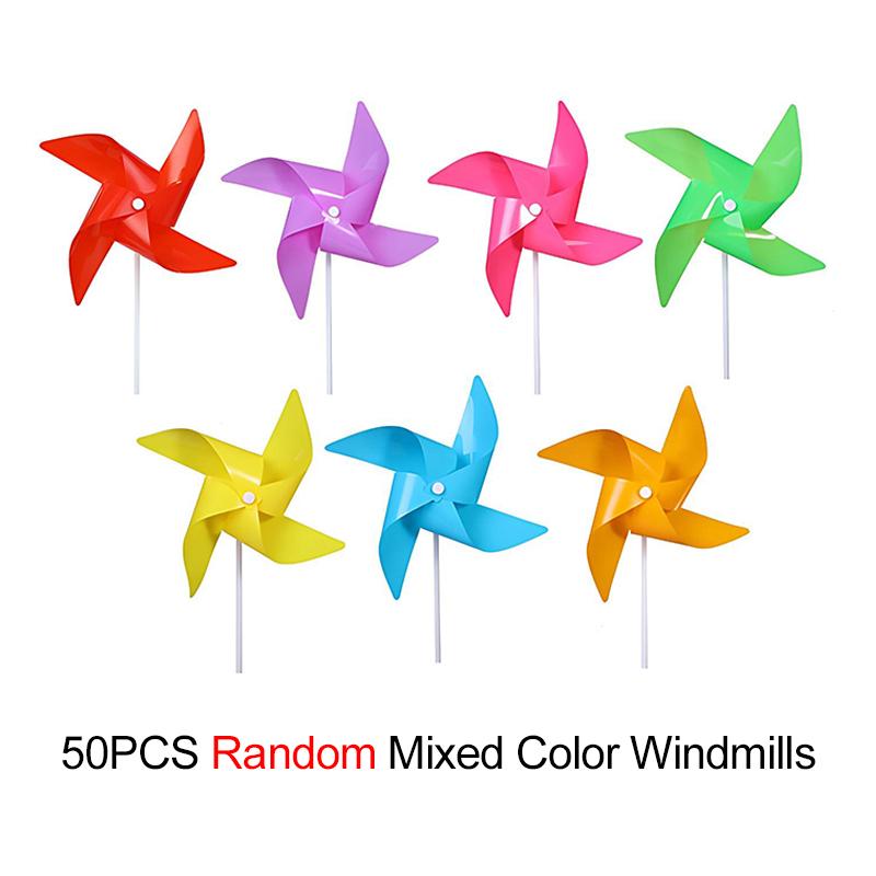 10/20/50PCS Pack Multi-color Windmills Set Random Color Plastic Windmills DIY Decorative Windmill Bird Protection Party Gift ZYF