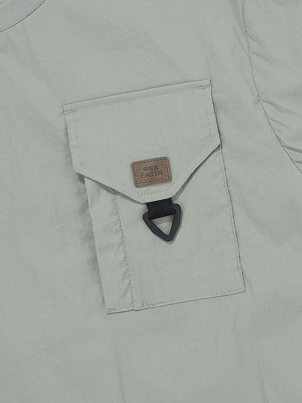 BBC EARTH Pocket Color Block Woven Round T-Shirt_Olive