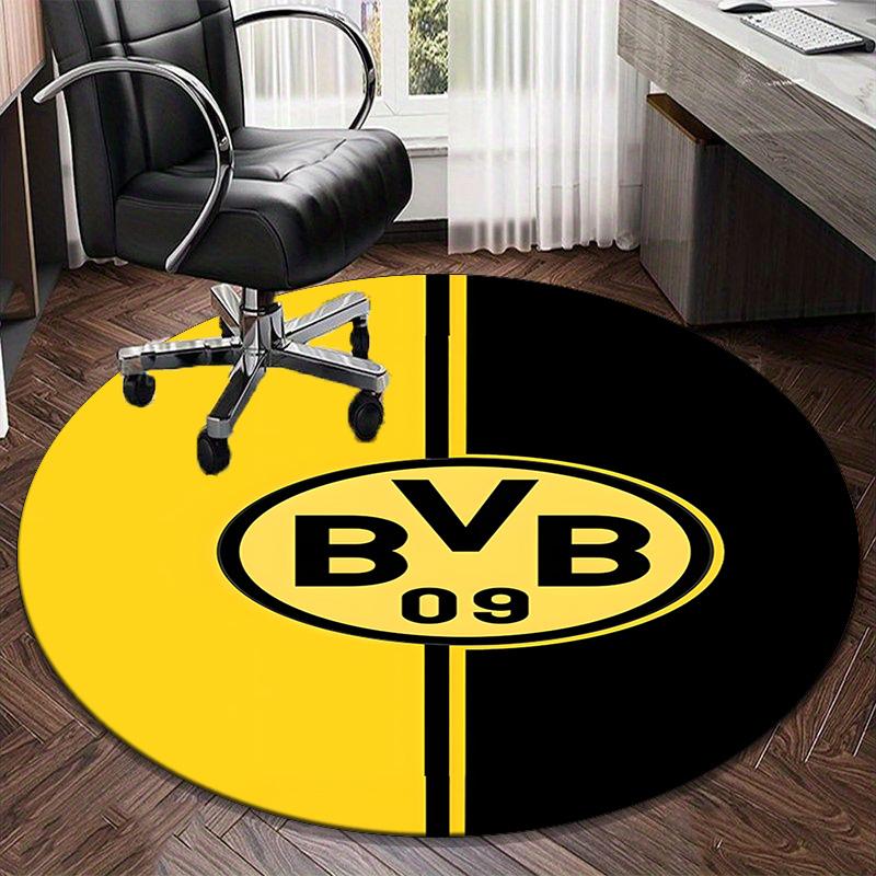 1 buc. covor rotund Design Minge de Fotbal Bvb Covor Rotund pentru Zonă Imprimat, Covor pentru Casă Birou, Covor Rotund pentru Scaun, Covor Decorativ Cadouri pentru Fani Cadou de Crăciun