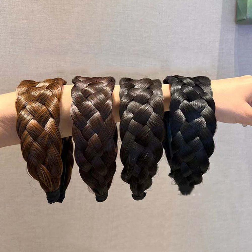 Artifact Fishbone Braid Non-slip Wide Hair Hoop Korean Style Headwear Female Hairbands Wig Headband