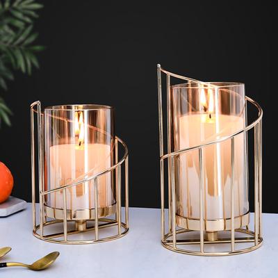 Romantic Candlestick Decoration Living Room Dining Table High-end Iron Candle Decoration Props Utensils Candle Jars with Lid