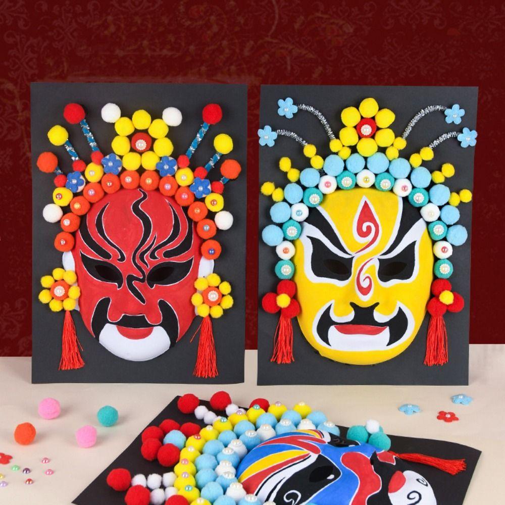 Decorative Ornaments Beijing Opera Mask Craft Material Kids DIY Mask Paint Masquerade Party