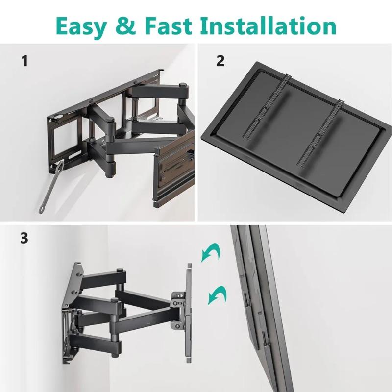 New Full Motion TV Wall Mount for 40-80 Inch TVs, Hold up to 121lbs, Max VESA 600x400mm, Swivel Tilt Dual Arm Easy Assembly