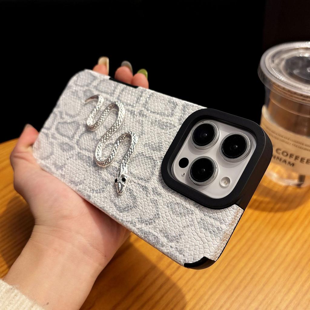 For IPhone 16 ProMax Fall Protection Package for Apple 15 Snake Skin Pattern Phone Case 14 Creative Protective Cover