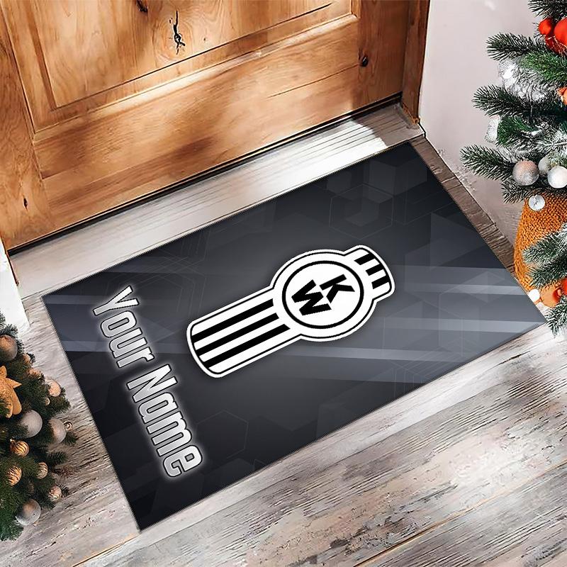 Kenworth Crystal Velvet Rug, Custom Name Text Personalized Non‑Slip Floor Mat for Home Decor Gift