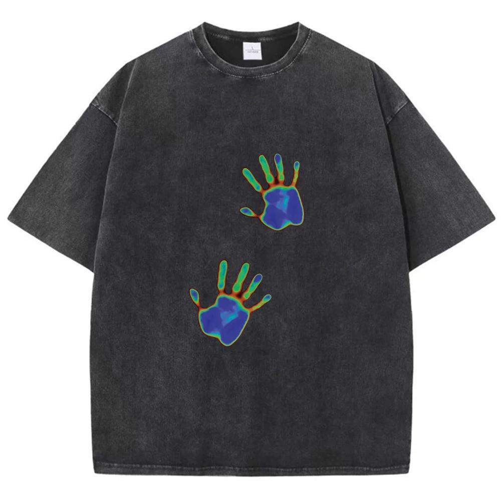 

Два рисунка на одной руке Принт Мужская футболка Графическая Домашняя футболка Высококачественная Молодежная футболка Одежда Хлопок Короткий рукав 3XL