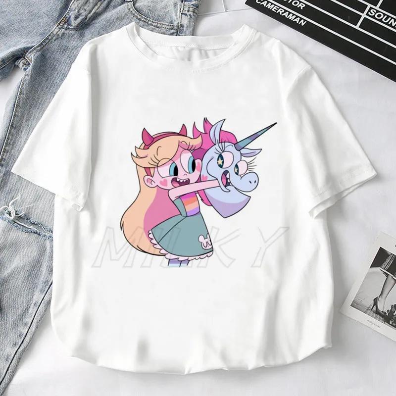 Fashion Retro Star Vs. The Forces of Evil Cartoon Anime T-shirt Summer Short Sleeve Women T Shirts 2025 Couple Tee Tops Clothes
