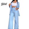 Spring Autumn Suit for Women Women's Two Piece Business Outfit Casual Blazer Jacket And Plus Size Wide Leg Dressy Pants Set Formal Office Work