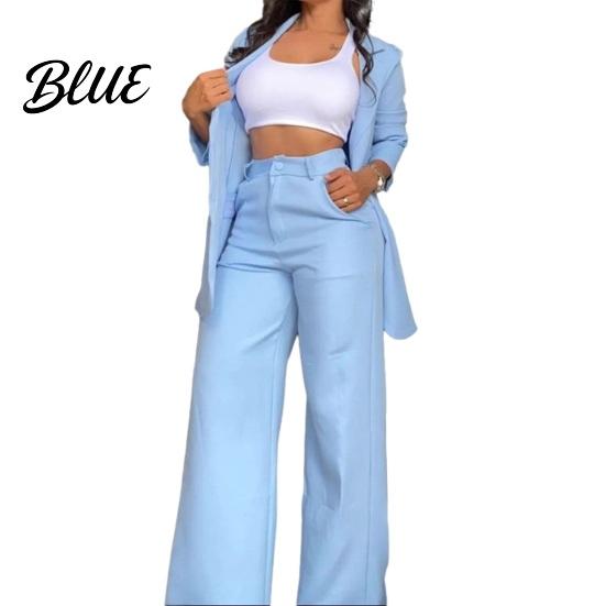 Spring Autumn Suit for Women Women's Two Piece Business Outfit Casual Blazer Jacket And Plus Size Wide Leg Dressy Pants Set Formal Office Work