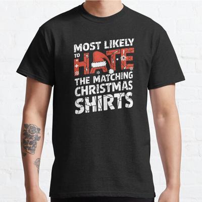 Men Fashion Casual Short Sleeves Most Likely To Hate The Matching Christmas Tops Aesthetic Vintage Oversized T-shirts - Men's...