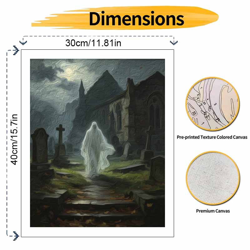 Halloween Digital Oil Painting Moonlight Cemetery Landscape Coloring Painting Hand Painting Home Decoration