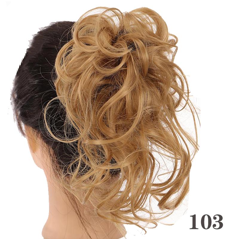 Synthetic Hair Chignons Messy Scrunchies Elastic Band Hair Bun Straight Updo Hairpiece Hair Extension for Women