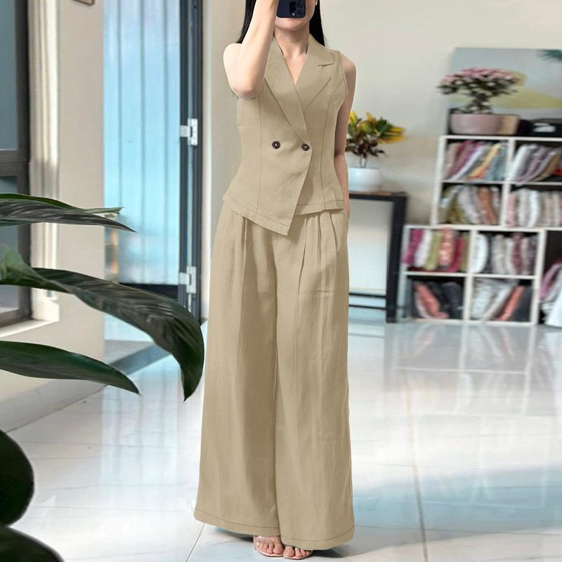 

ZANZEA Women Sleeveless Vest Tops and Long Pants Casual Two Piece Suit Sets 5XL хакі