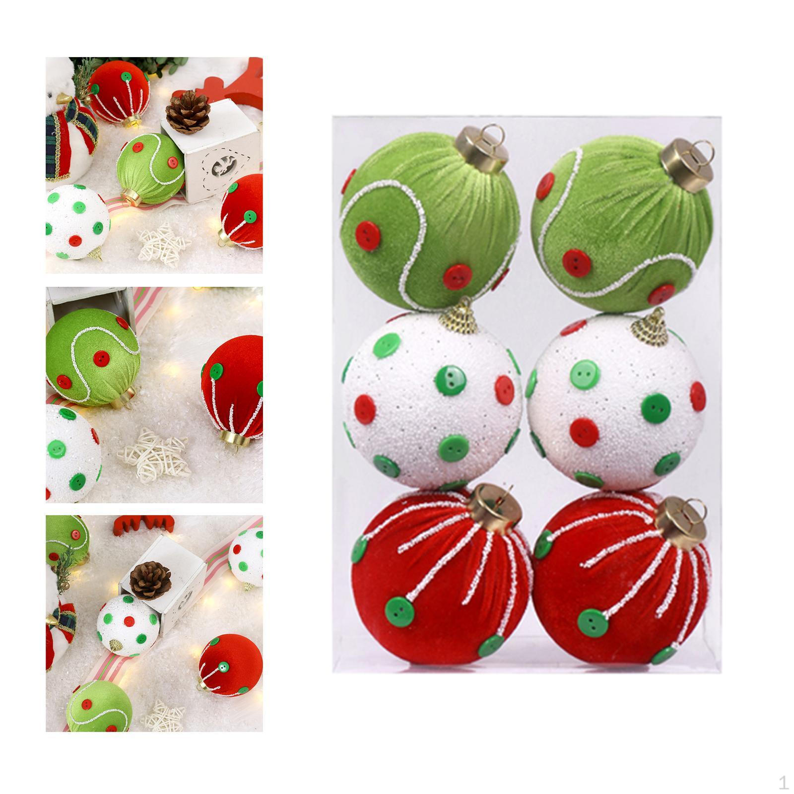

6 Pieces Christmas Hanging Decorations Decorative Baubles Charm Pendants for Indoor Yard Red Green