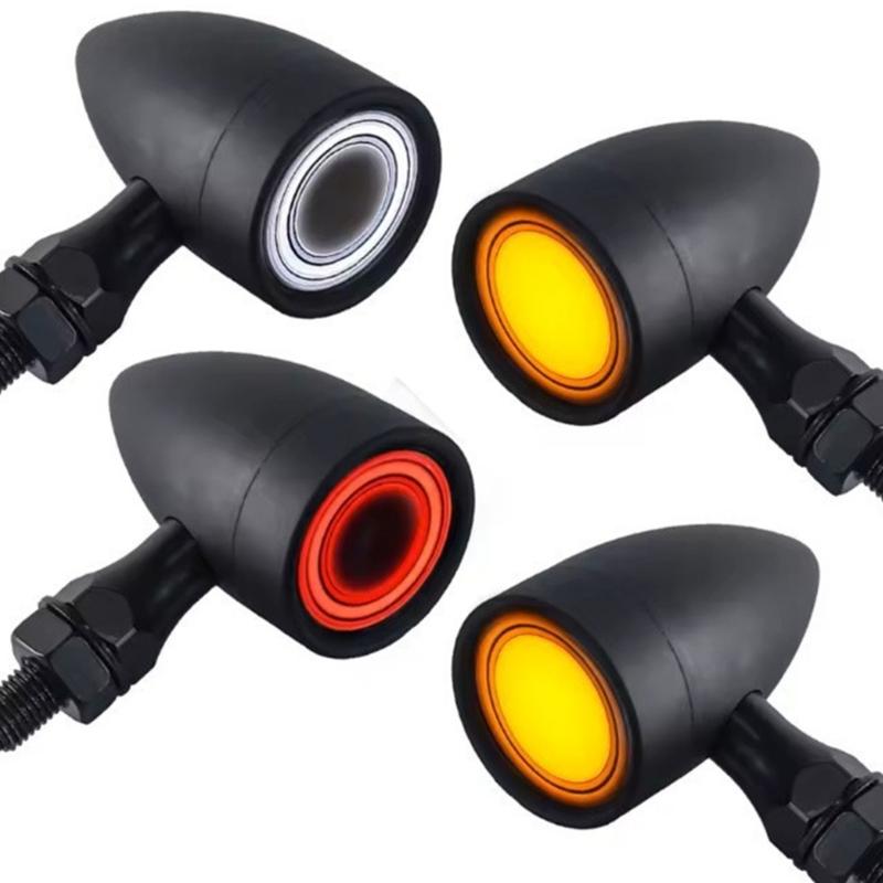Double Light LED Motorcycle Indicator Lights Weatherproof Construction Quick Mount LED Turn Signals Suitable for Bikes
