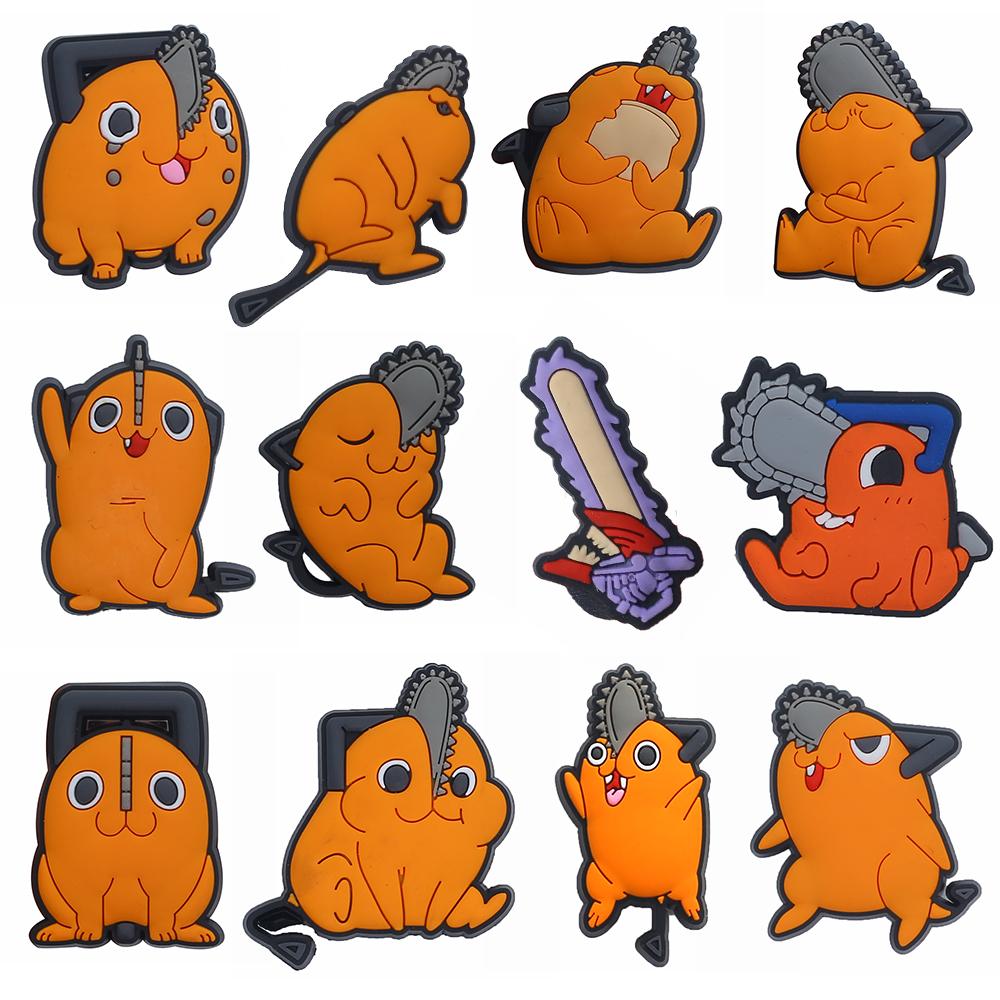 12PCS Cartoon Monster chainsaw creature Shoe Charm PVC Decor Buckle Sandal Detachable Waterproof To Xmas Gift
