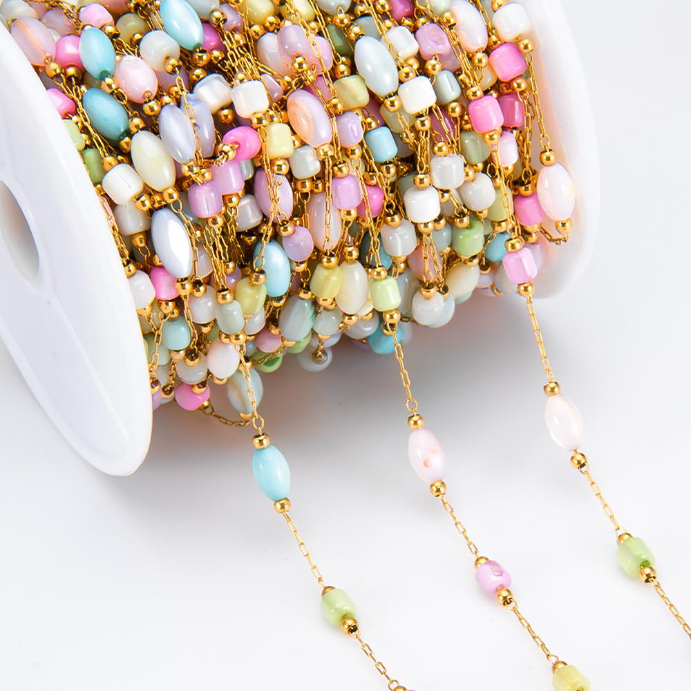 

1Meter Stainless Steel Shell Beads Chain Flower Round Beaded Chain for DIY Necklace Bracelet Supplies Jewelry Making Accessories