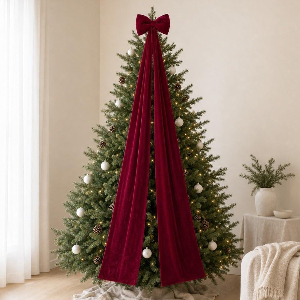 Solid Color Large Christmas Bowknot Hanging DIY Christmas Decorative Bow Creative Reusable Christmas Wreaths Bow
