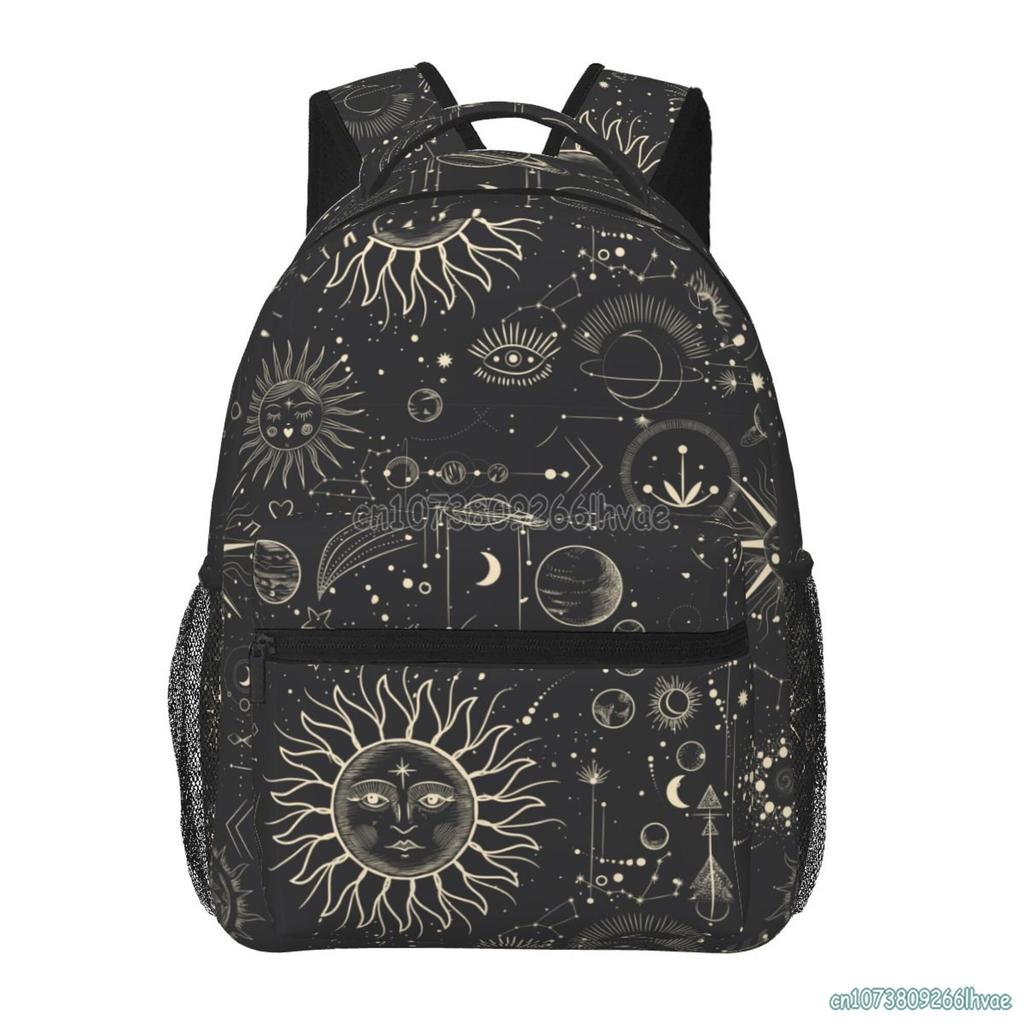 Nebeský vzor Slunce a Měsíc Mystické Goth Kouzelnické Batohy Školní taška Ruksak pro studenty Unisex Měkká záda Cestovní taška
