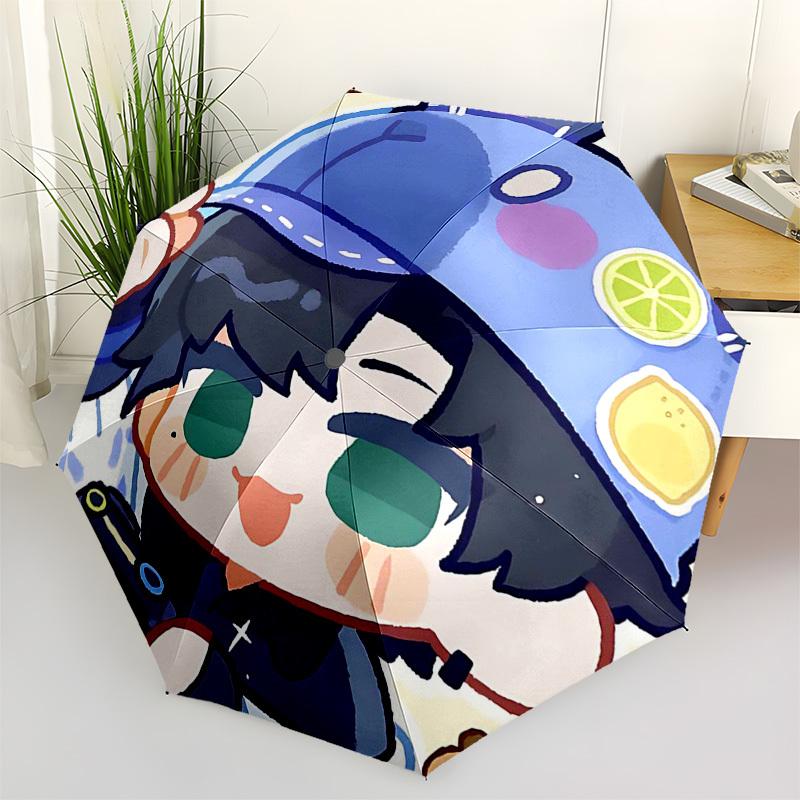 

1pc Outdoor Umbrella with Cute Character Design - Automatic Opening/Closing, Portable 3-Fold Design, 8-Bone Iron Frame - Perfect Gift for Fans, T