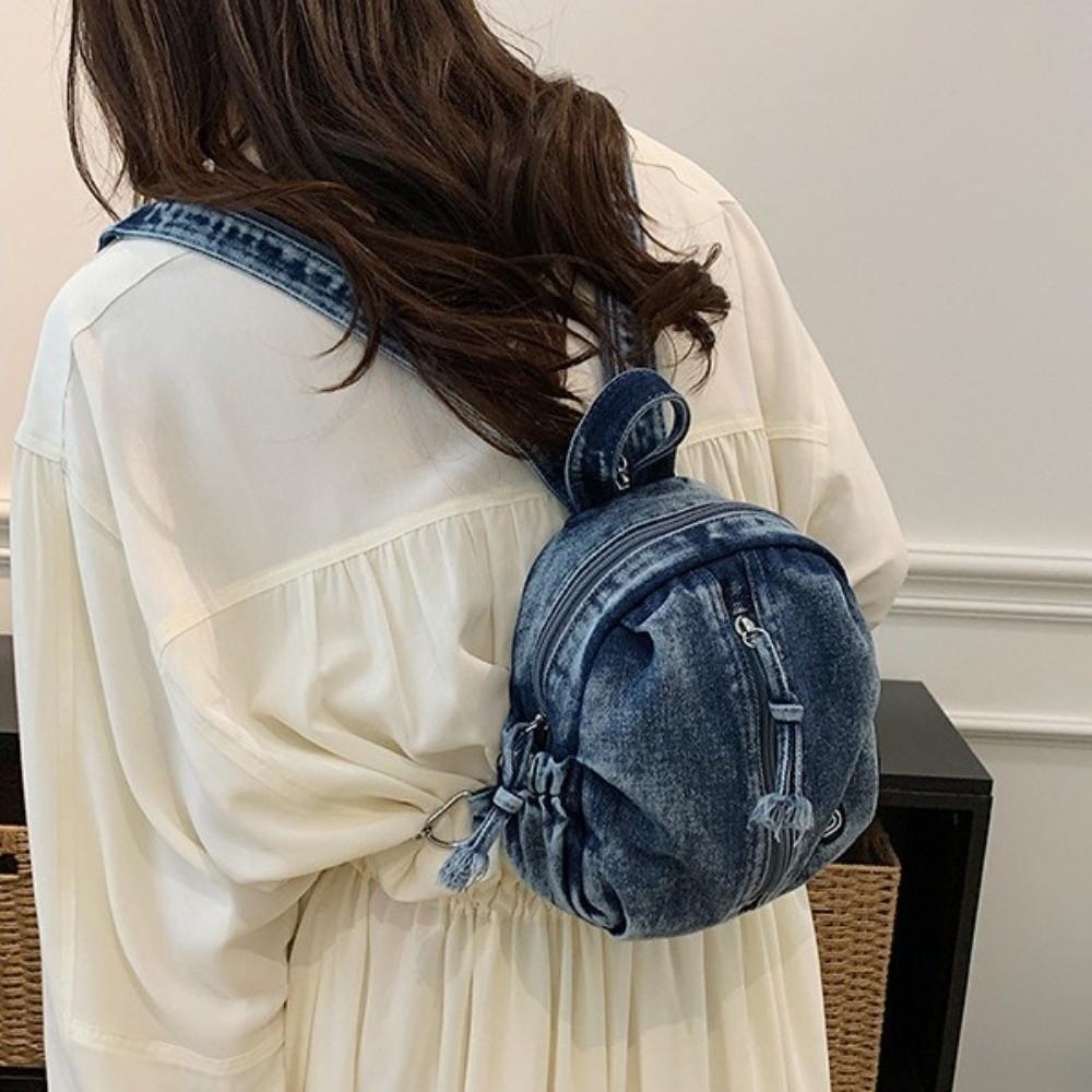Weiche Jeans-Crossbody-Tasche Vintage-Waschung Reise-Minibörse Modischer Jeans-Rucksack Frühling Sommer