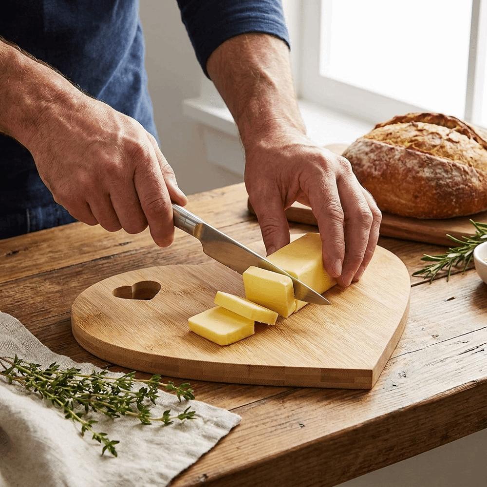 Natural Heart-Shaped Cutting Board Solid Wood Bread Plate Fruit Tray Serving Boards Christmas