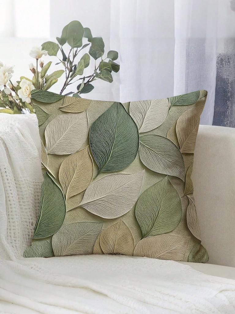 pc Minimalist Botanical Pillow Cover Polyester D DoubleSided Print Soft Watercolor Tulip Leaf Design Neutral Scandinavia