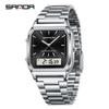 Sanda Retro Business Men's Electronic Watch with Steel Band - Trendy, Thin, and Fashionable.