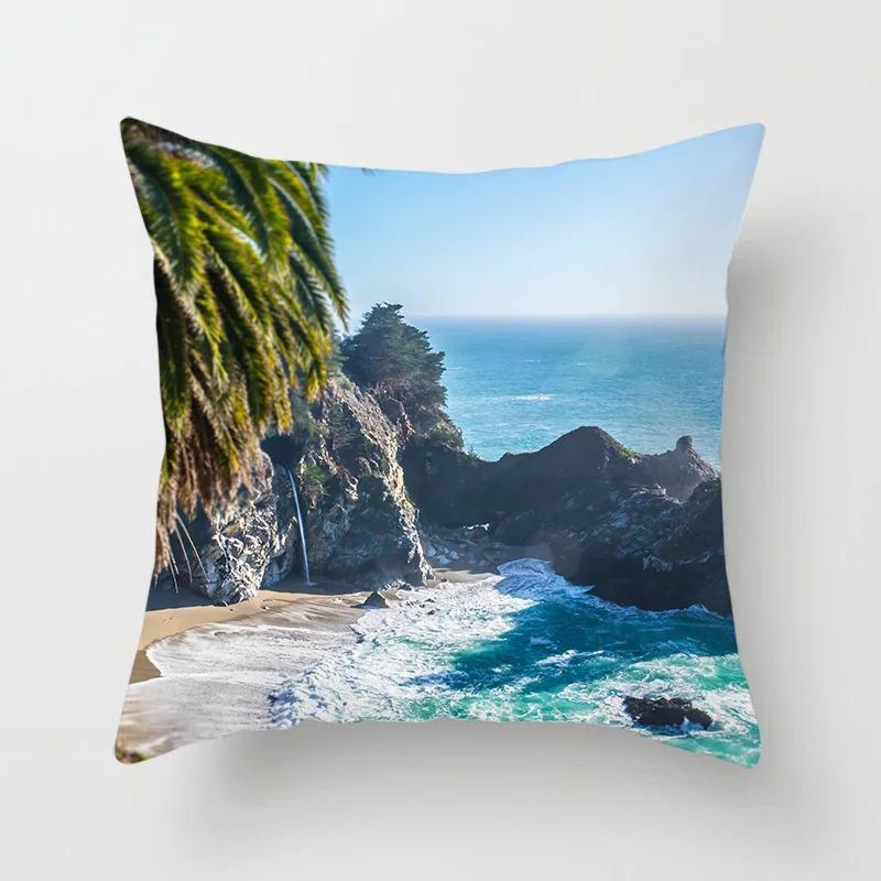 Living Room Sofa Car Cushion Cover Luxury Home Decoration Pillow Cover Sunset Beach Landscape Throw Pillow Cover