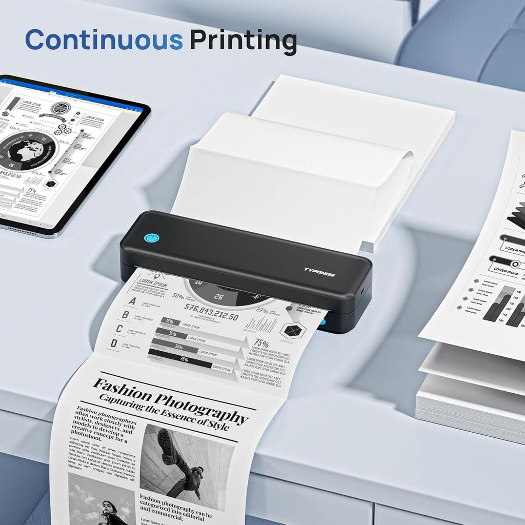 D820 Thermal Printer Paper 8.5 x 11 Inch, Continuous Folding Thermal Paper, US Letter Size printing paper Compatible with D820 Portable Printer, 100