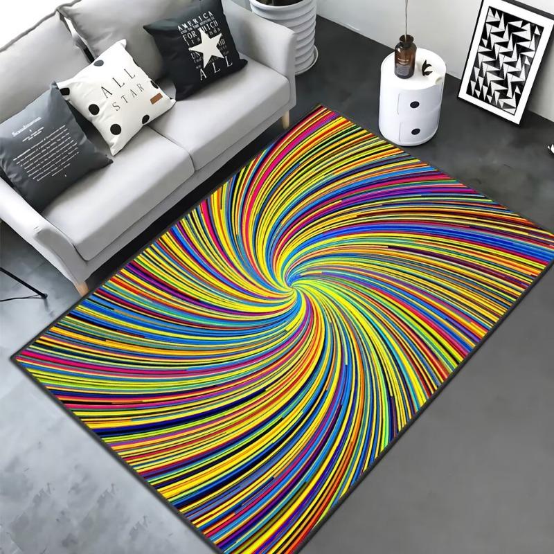 Modern Minimalist Living Room Floor Mat Soft Non-Slip Area Rug 2D Geometric Spiral Stripes Home Decor Carpets for Bedroom