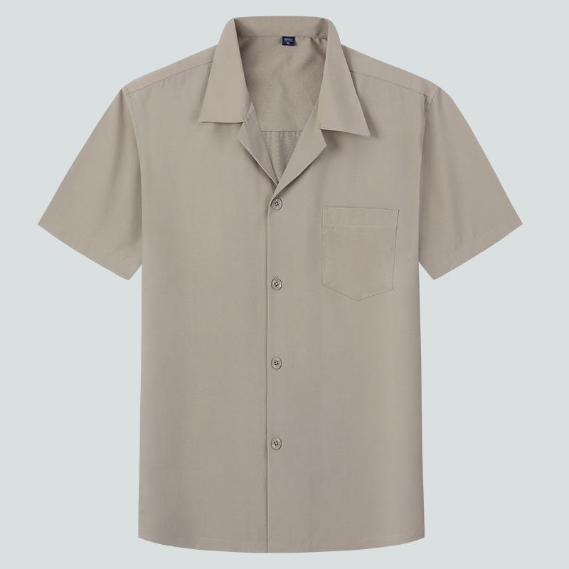 Dongyu Men's Casual Loose Solid Color Short-Sleeve Lapel Shirt for Spring and Summer