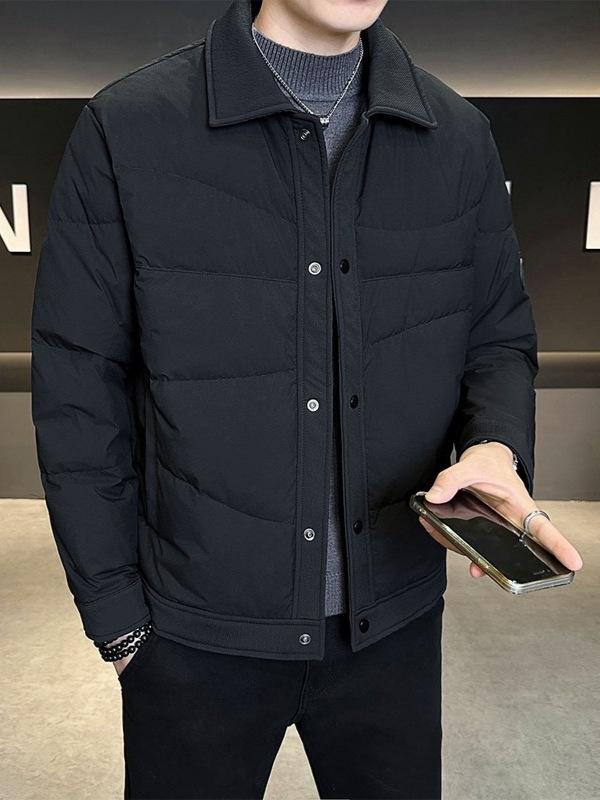 Men's Lightweight Down Shirt-Style Jacket - Autumn/Winter Lapel Outerwear