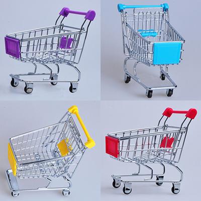 Hand Trolley High Simulation Decorative Mini Shopping Cart Storage Basket for
