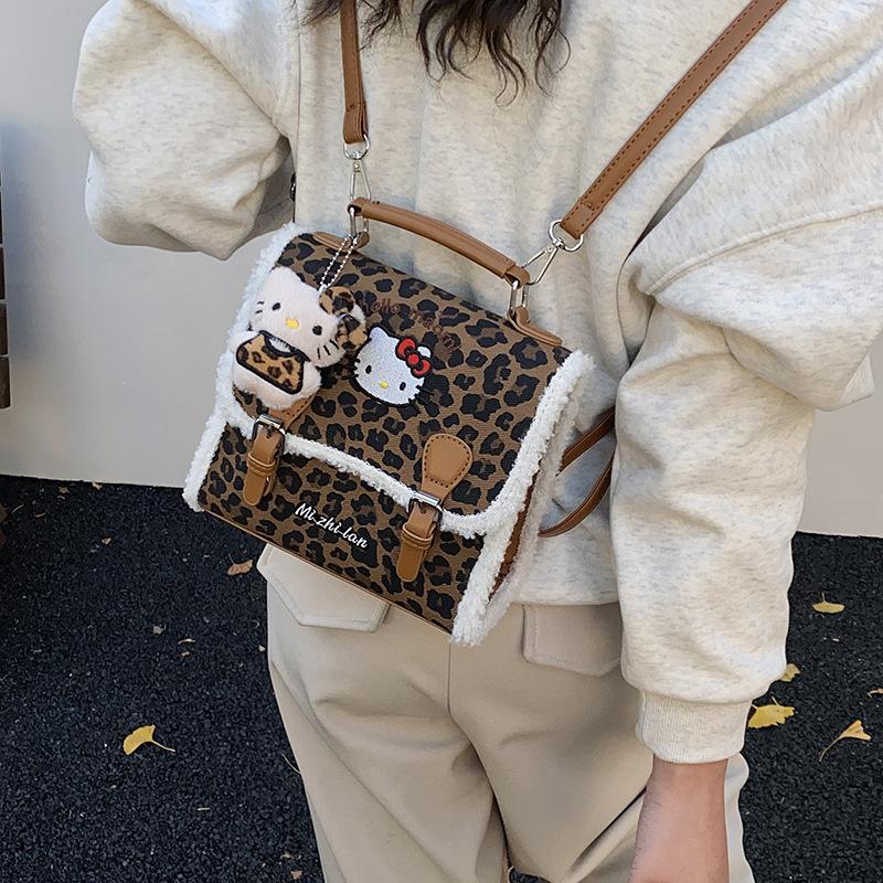 Cartoon Cute Cat Girl Backpack Retro Leopard Print Kindergarten Baby Schoolbag Autumn And Winter Children'S Backpack