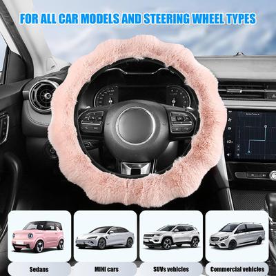 Plush Steering Wheel Cover Vehicle Interior Supplies Stuffed Steering Wheel Wrap For Drivers Men Women Sedans Trucks SUVs RVs