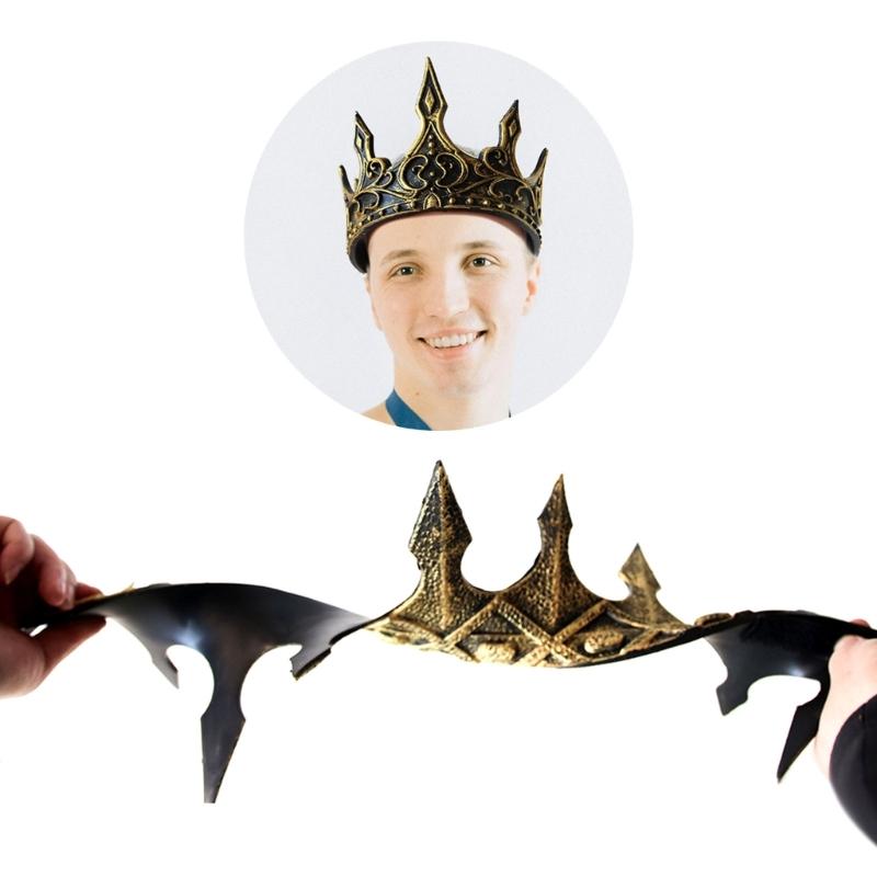 Medieval Vintage King Crowns With Crescents Designs Cosplay Accessory Headwear Crownpiece For Men and Kids School Event
