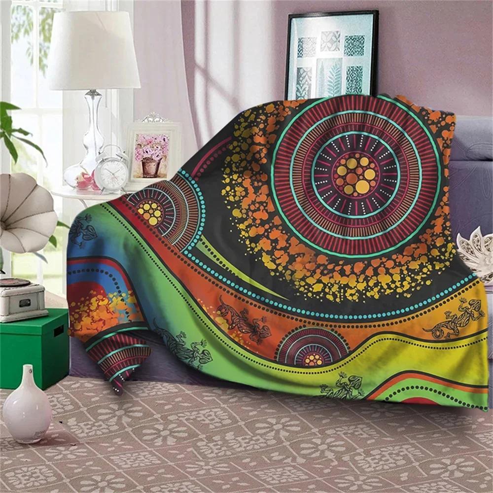 Aboriginal Australia Indigenous Turtles Blanket Winter Warm Queen Size Bed Sofa Fluffy Plush Blankets Throw Quilt Design Flannel