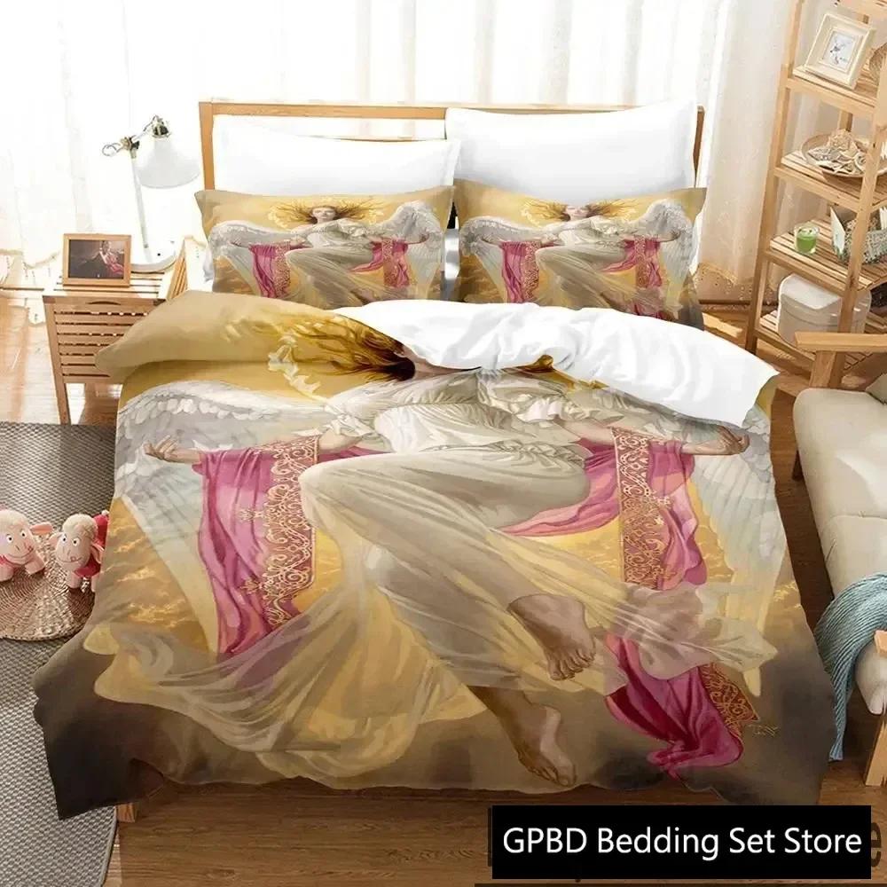 3D Print Guardian Angel Comfortable Duvet Quilt Cover Pillowcase Bedding Set Children Bedroom Decoration Home Textile