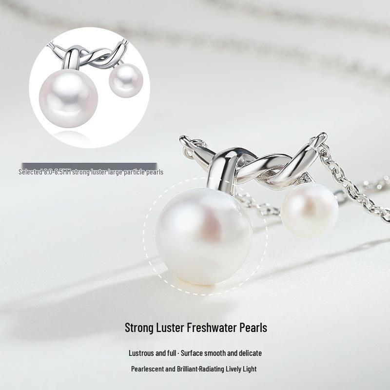 Influencer Style Sterling Silver & Freshwater Pearl Clavicle Necklace for Women