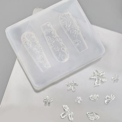 Silicone Flower Butterfly Nail Carving Mold 3D Stamping Plate Nails Stencils Diy Uv Gel Manicure Tools Nail Art Enthusiasts
