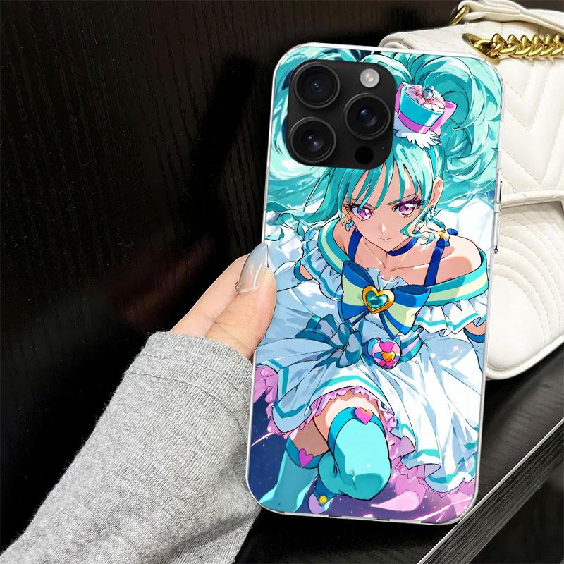 Pretty Cure Anime Case for iPhone 17 Air 16 16E 15 14 11 Pro Max Soft Phone Cover 12 13 Mini 7 SE 2020 8 Silicone Black Capa