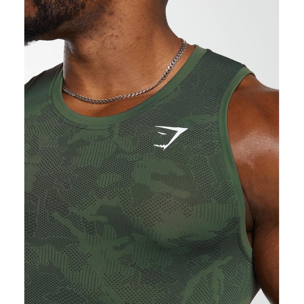 Gymshark Geo Seamless Tank Core Olive Black A6a3k Ebh6.