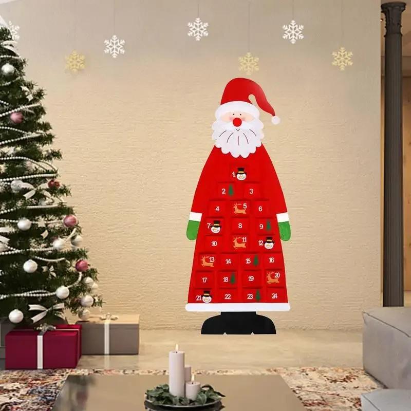 Felt Christmas Tree Calendar Hanging Decor Holiday Ornament Kids Christmas Gifts Door Wall Decoration for Home Party
