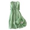Pink Summer Dress for Women Vintage Cotton Casual Loose Shirt Dress Short-sleeved Mid-length Tunic Holiday Dress Robe