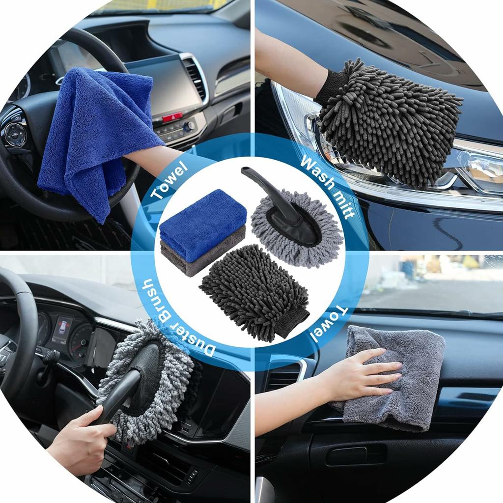 38Pcs Car Washing Tools Cleaning Kit with Foam Gun Electric Brush Window Cleaner and Detailing Brush Set